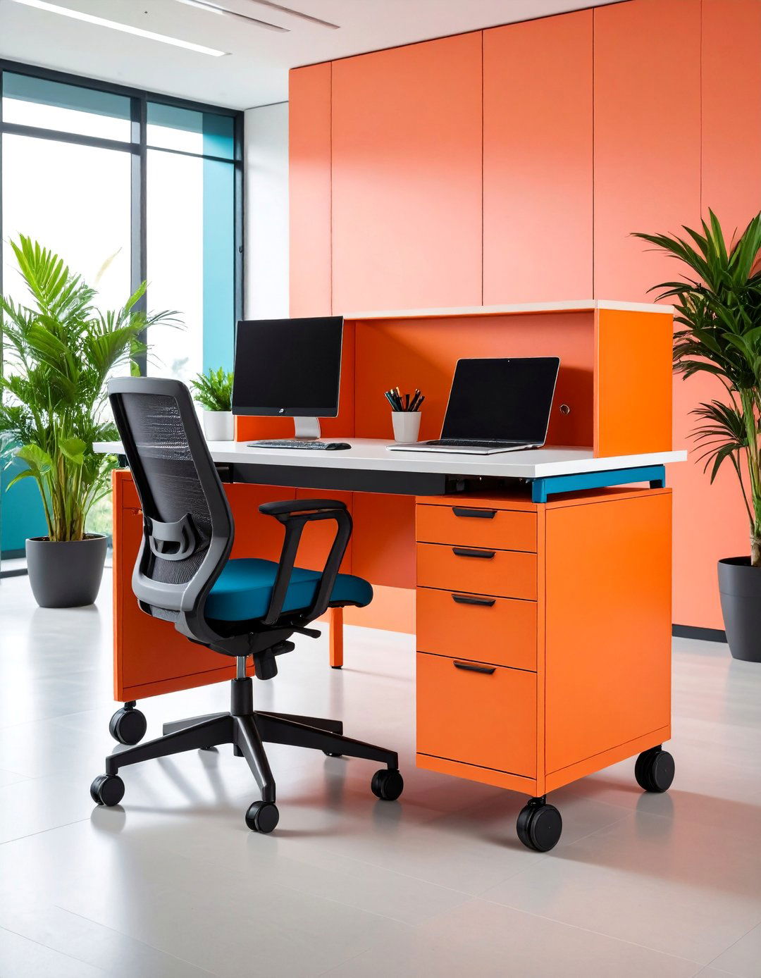 Mobile Office Cart with Flexible Positioning - 25 Small Office Ideas