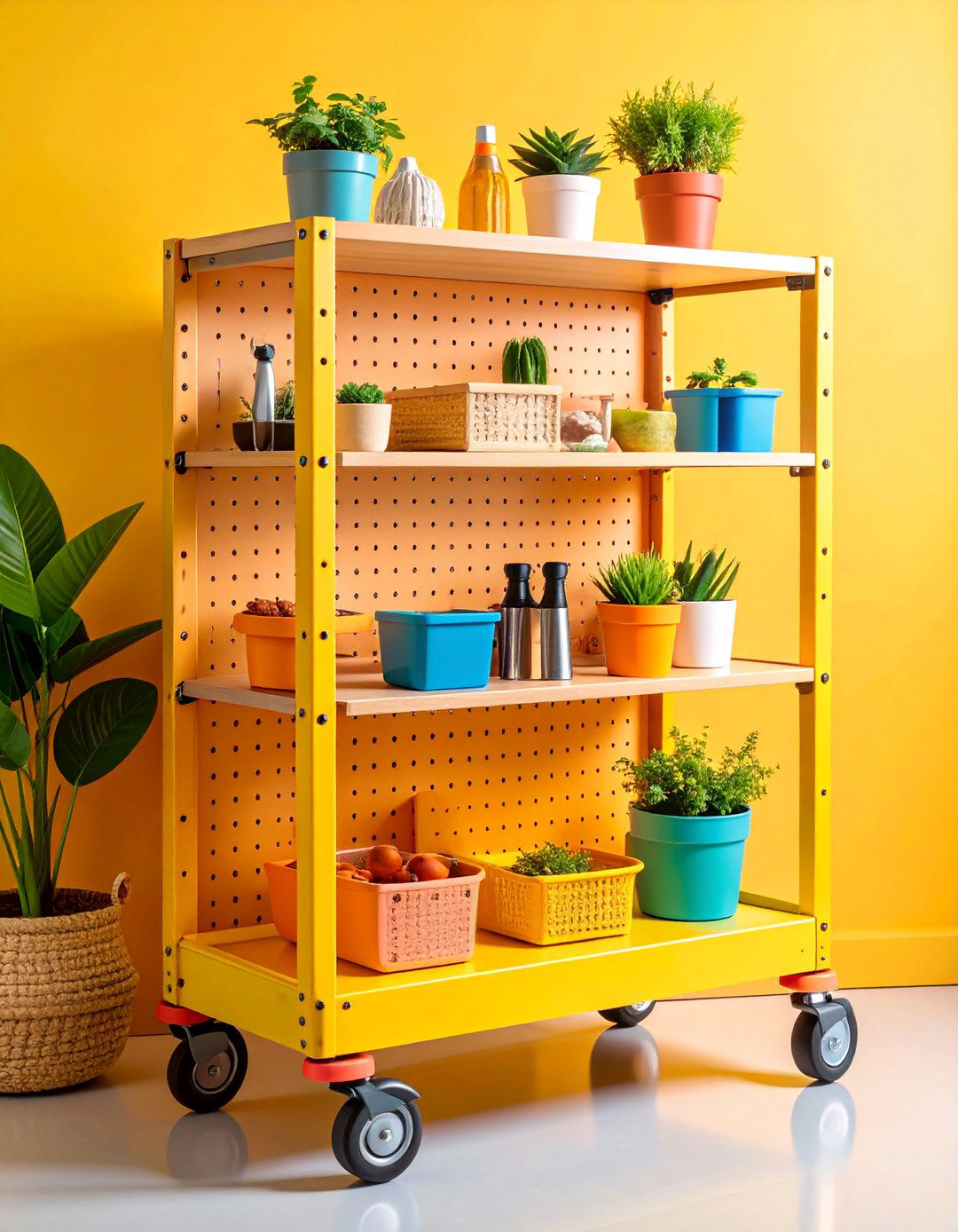Mobile Pegboard Cart Station - 25 Pegboard Ideas