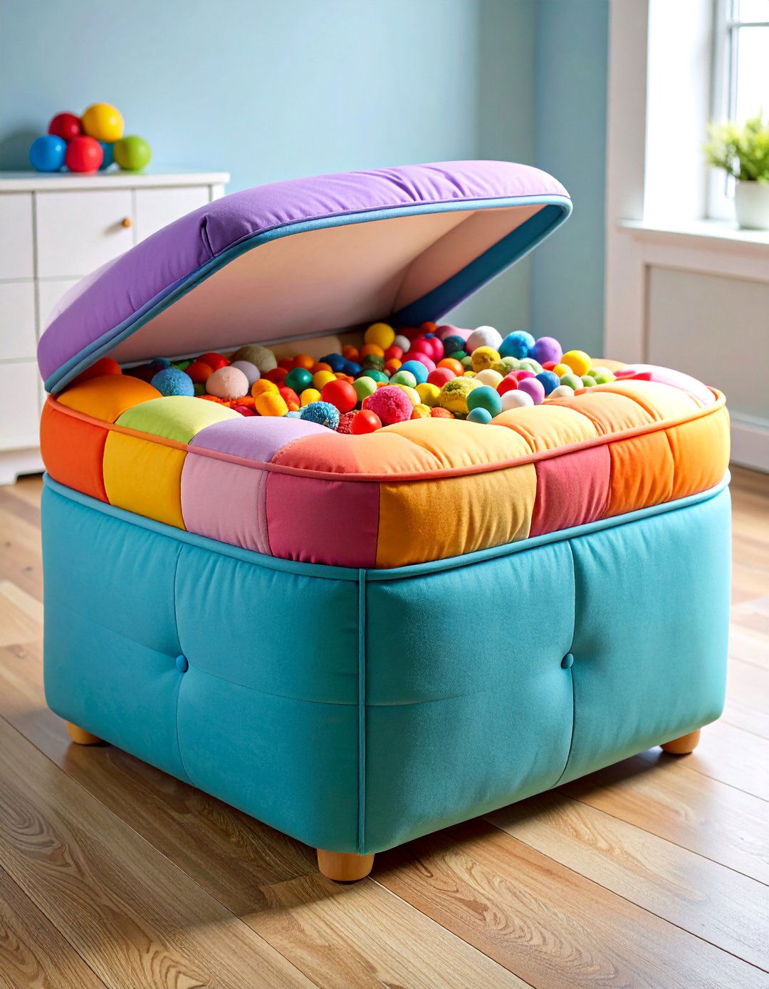 Mobile Toy Storage Ottoman with Hidden Compartment - 25 Nursery Storage Ideas