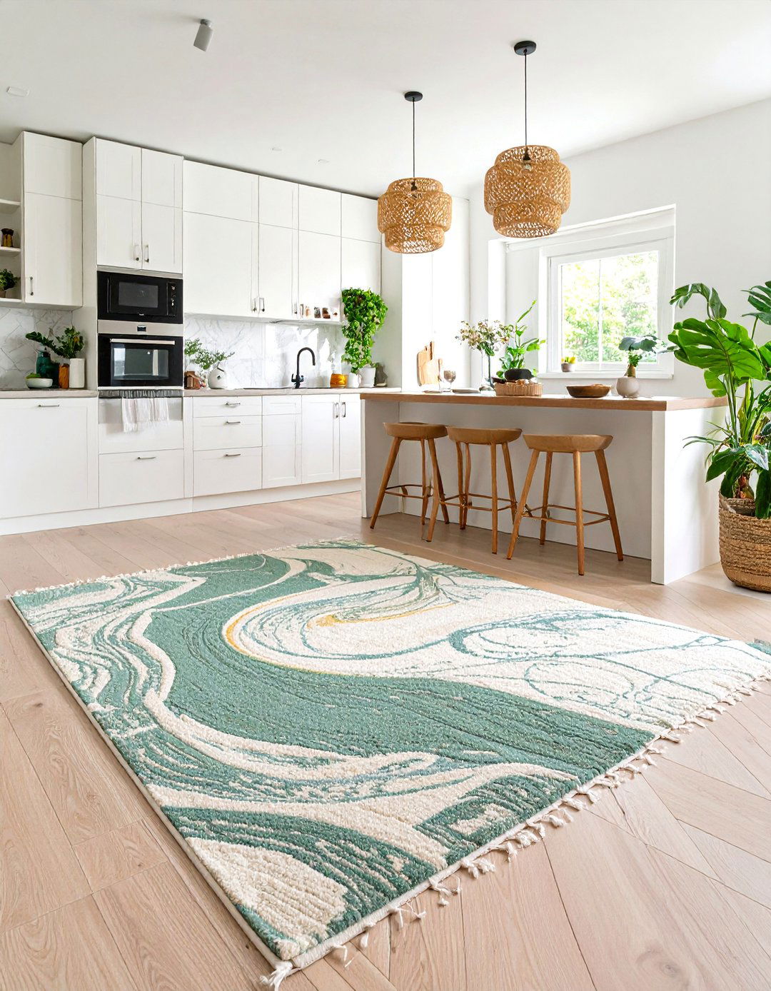 Modern Abstract Kitchen Rug with Earthy Neutral Tones - 25 Kitchen Rug Ideas