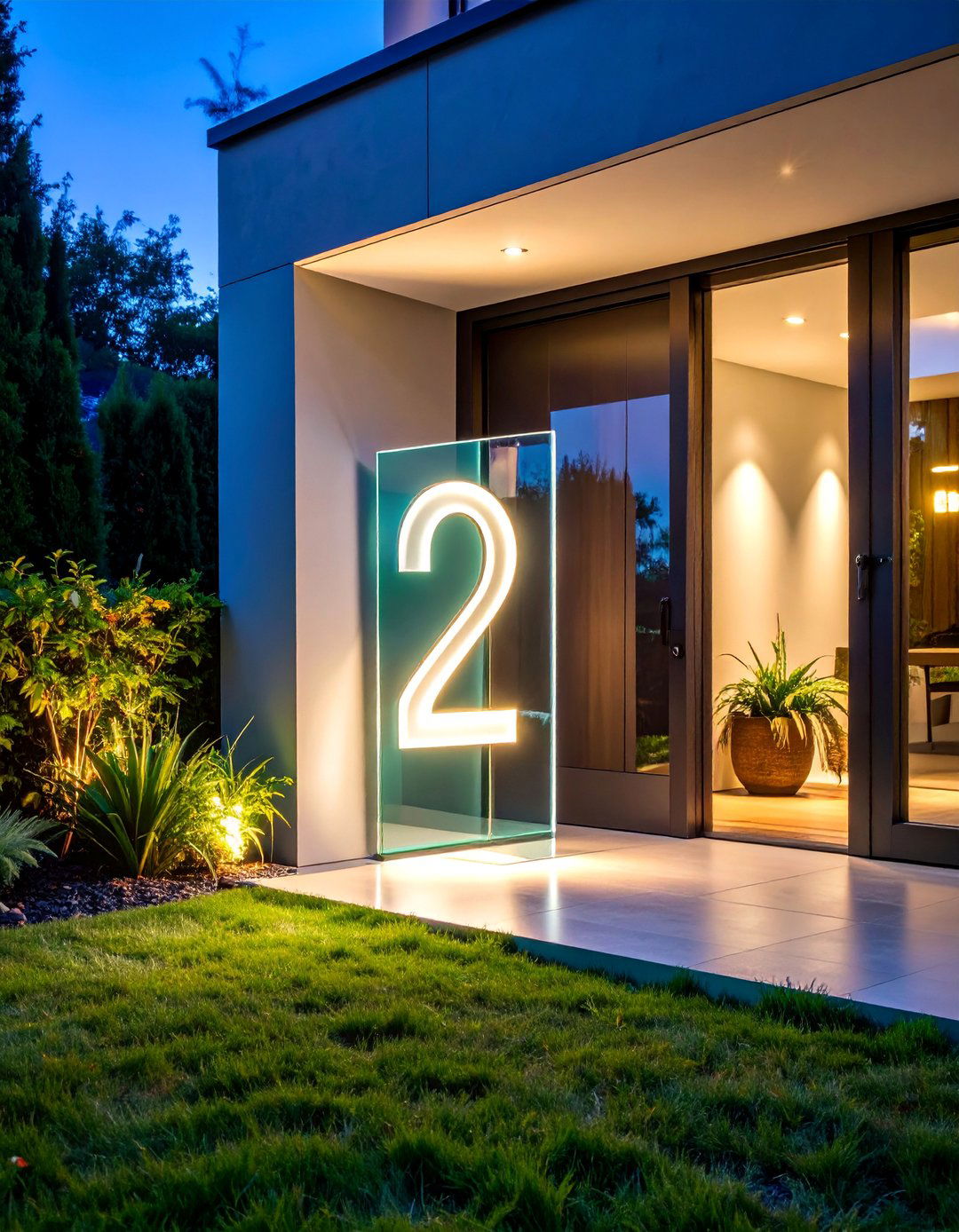 Modern Acrylic House Number Light Box - 25 House Number Ideas