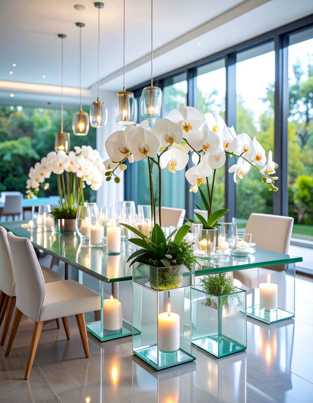 Modern Acrylic and Orchid Displays - 25 Rehearsal Dinner Centerpiece Ideas