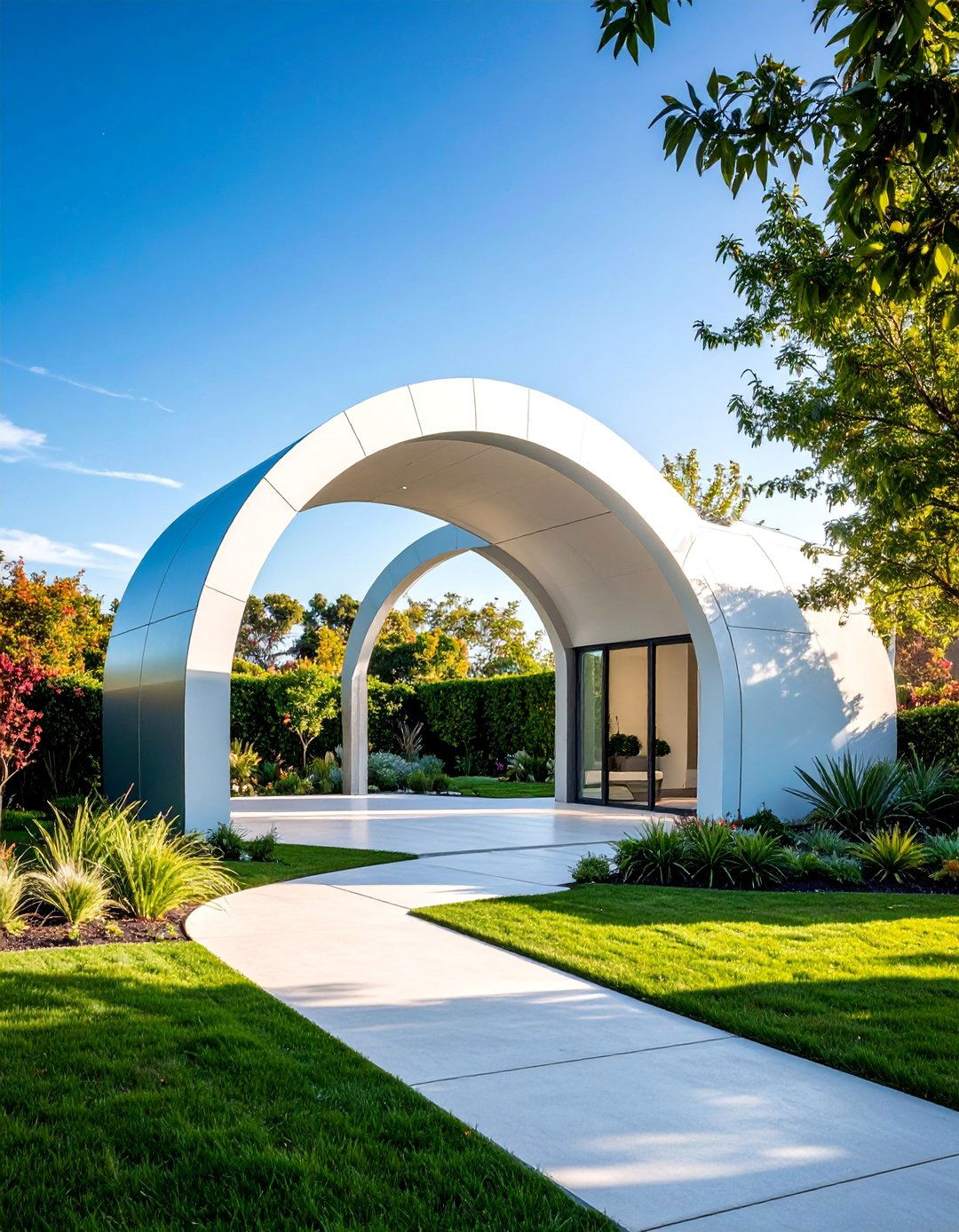 Modern Aluminum Arch with Clean Lines - 25 Garden Arch Ideas