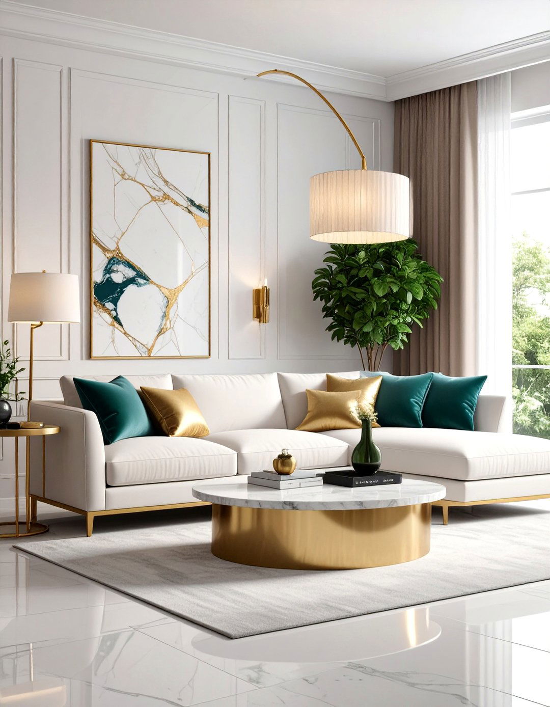 Modern Arc Floor Lamp with Marble Base - 25 Living Room Floor Lamp Ideas and Inspiration