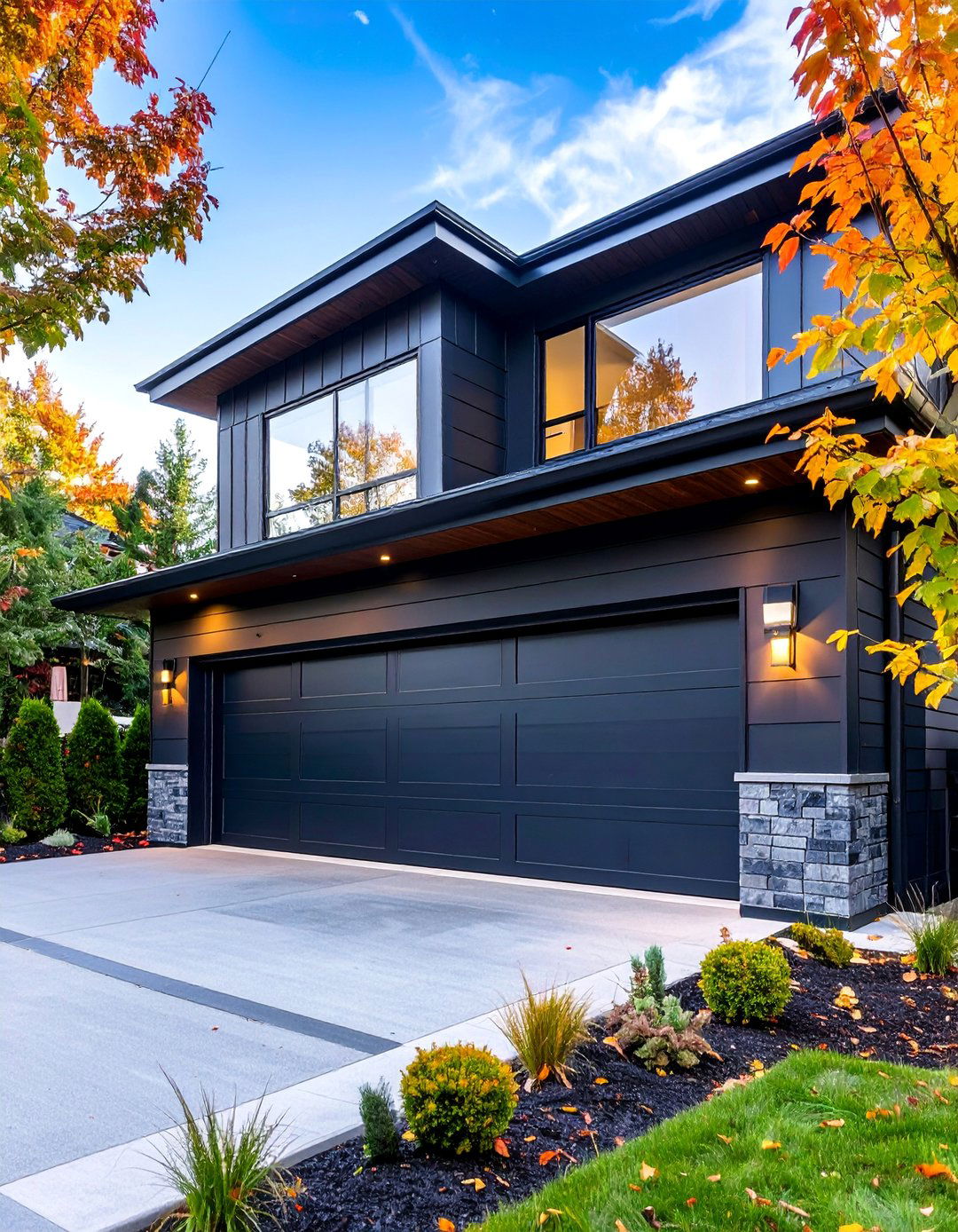 Modern Black Aluminum Trim Framework - 25 Exterior Garage Door Trim Ideas