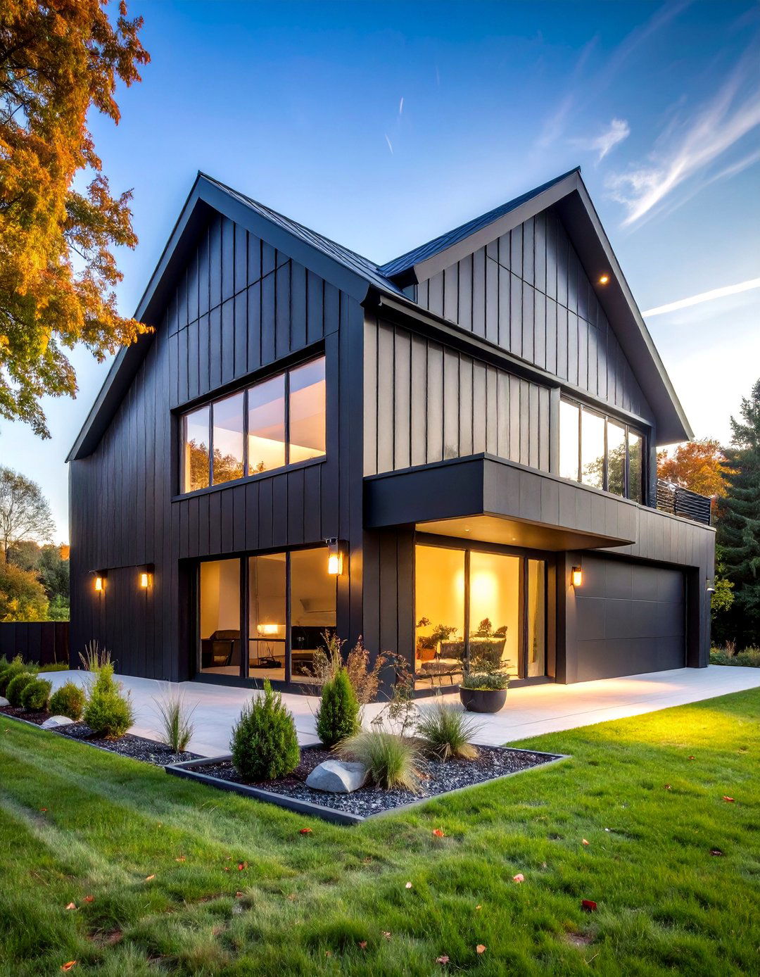 Modern Black Barn House with Steel Accents - 25 Barn House Exterior Ideas