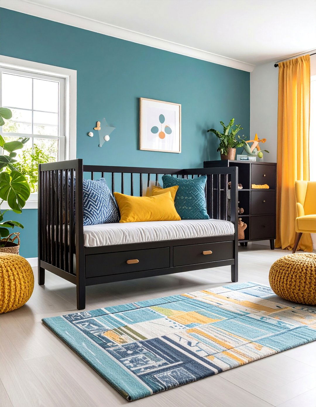 Modern Black Built in Storage Bench - 25 Black Nursery Ideas
