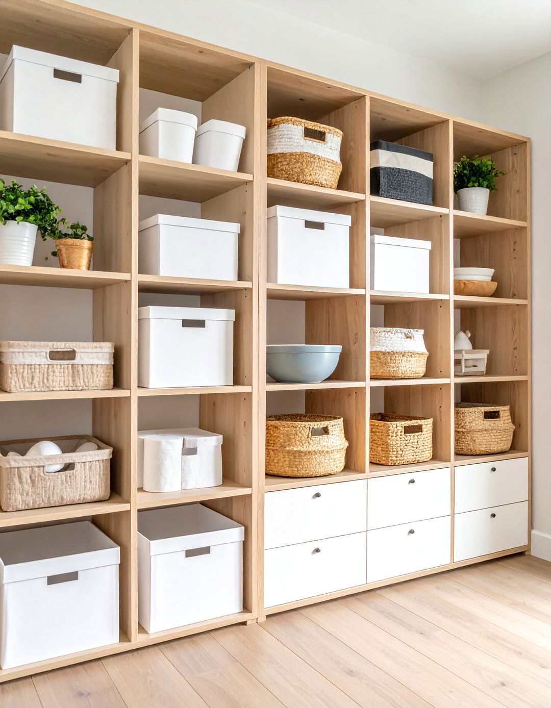 Modern Black Storage Cubes with White Accessories - 25 Black and White Entryway Design Ideas