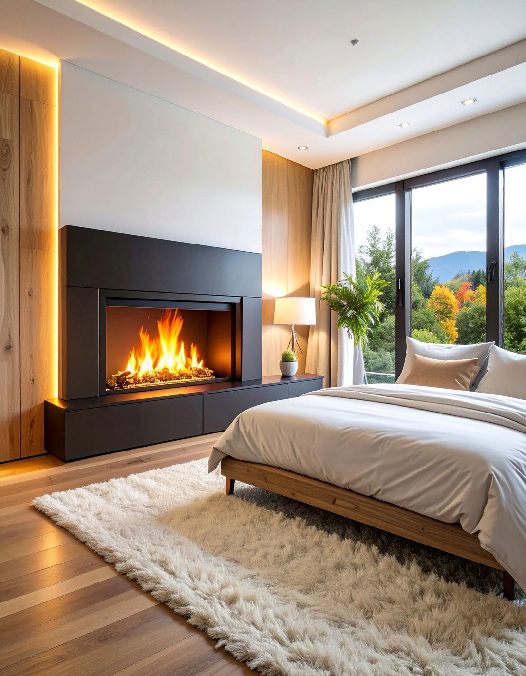 Modern Black Wall Mount Electric Unit - 25 Black Fireplace Ideas