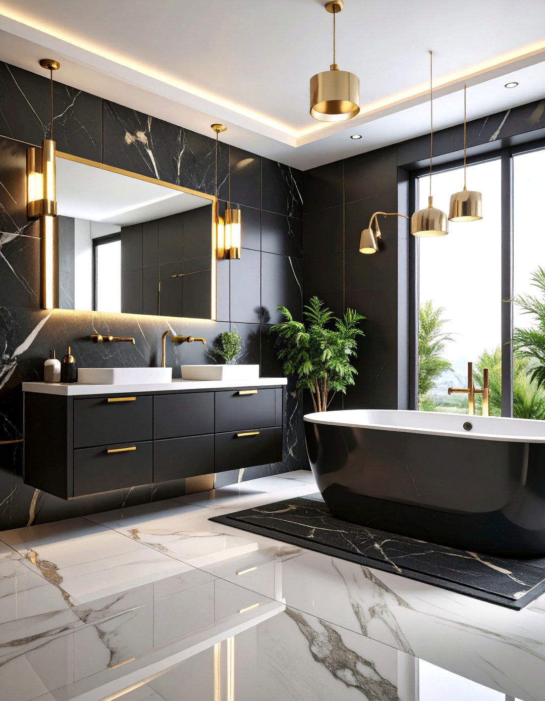 Modern Black and Gold Glamour - 25 Gold Bathroom Ideas