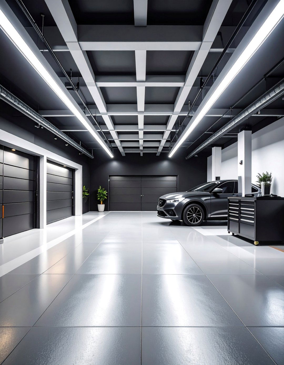 Modern Black and White Contrast Design - 25 Garage Wall Paint Ideas