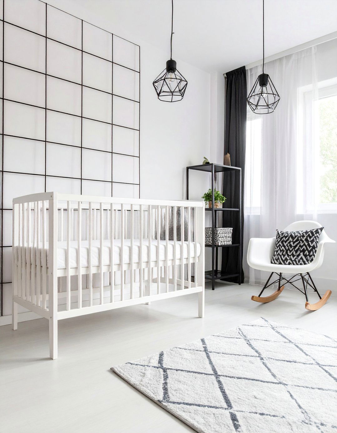 Modern Black and White Grid Nursery Pattern - 25 Black and White Nursery Ideas