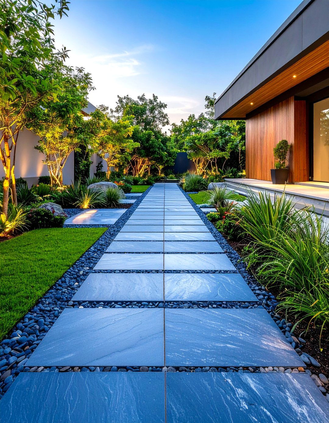 Modern Bluestone Walkway with Architectural Plantings - 25 Bluestone Walkway Ideas