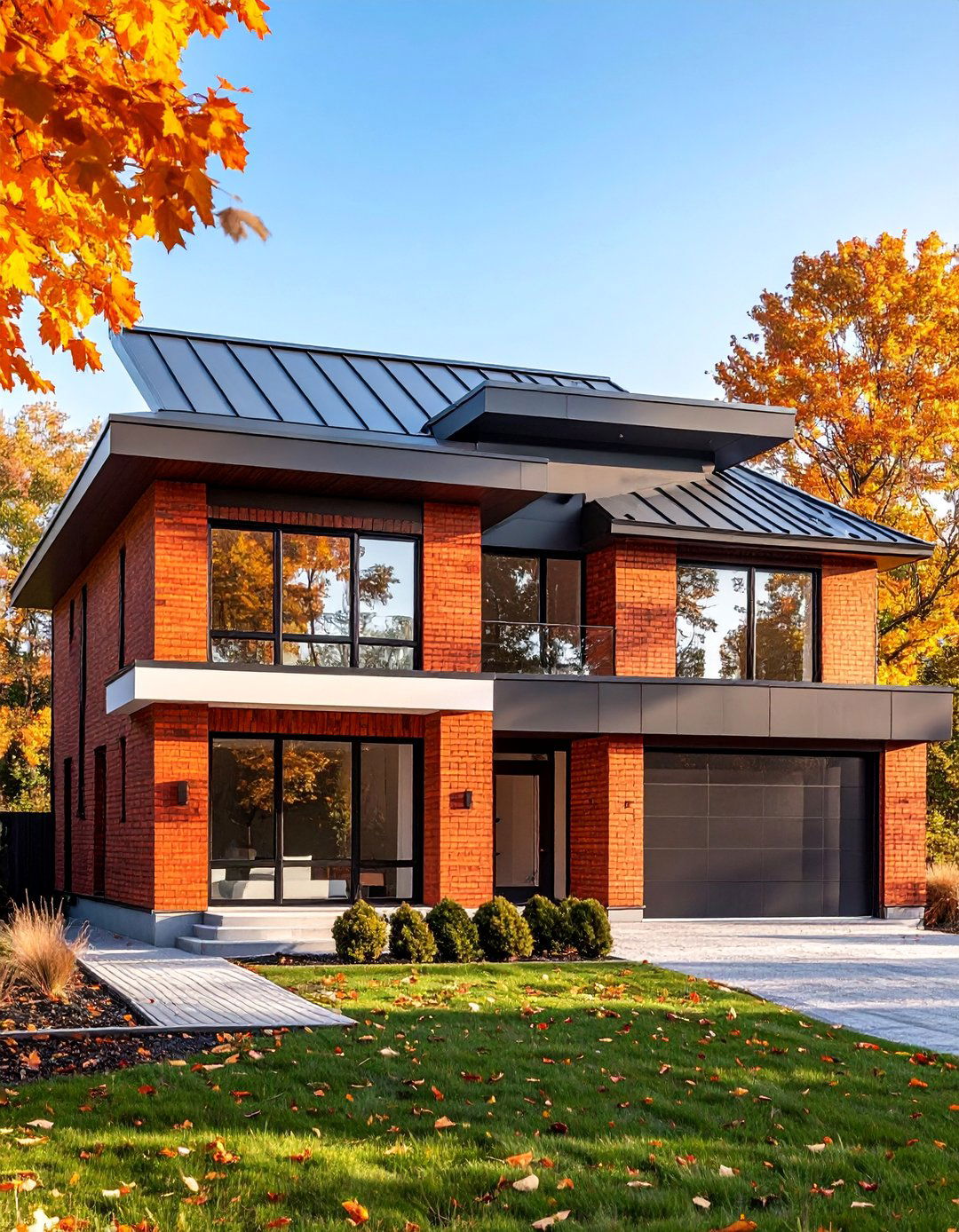 Modern Burnt Orange Brick Contemporary - 25 Orange House Exterior Ideas