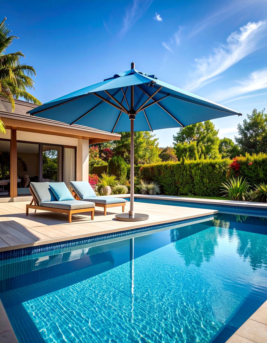 Modern Cantilever Umbrella with Rotating Base - 25 Pool Shade Ideas