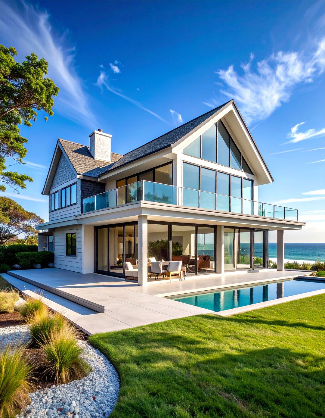 Modern Cape Cod House Featuring Glass Wrapped Great Room - 25 Modern Cape Cod House Ideas