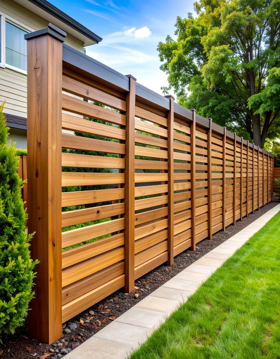 Modern Cedar Louver Fence - 25 Cedar Fence Ideas