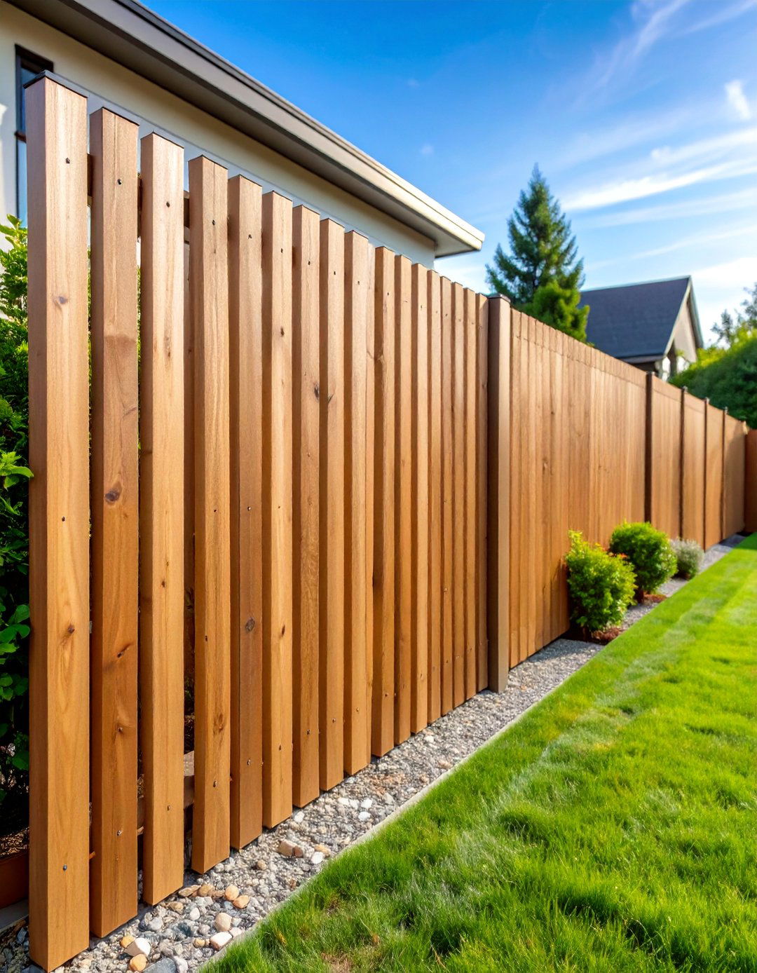 Modern Cedar Vertical Slat Fence - 25 Cedar Fence Ideas