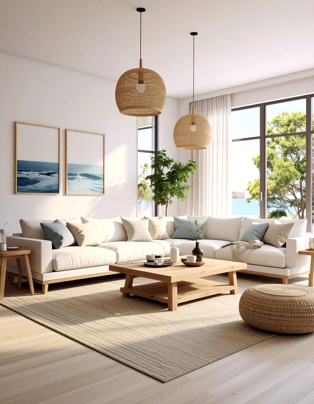 Modern Coastal Living Room with Neutral Palette - 25 Coastal Decor Ideas