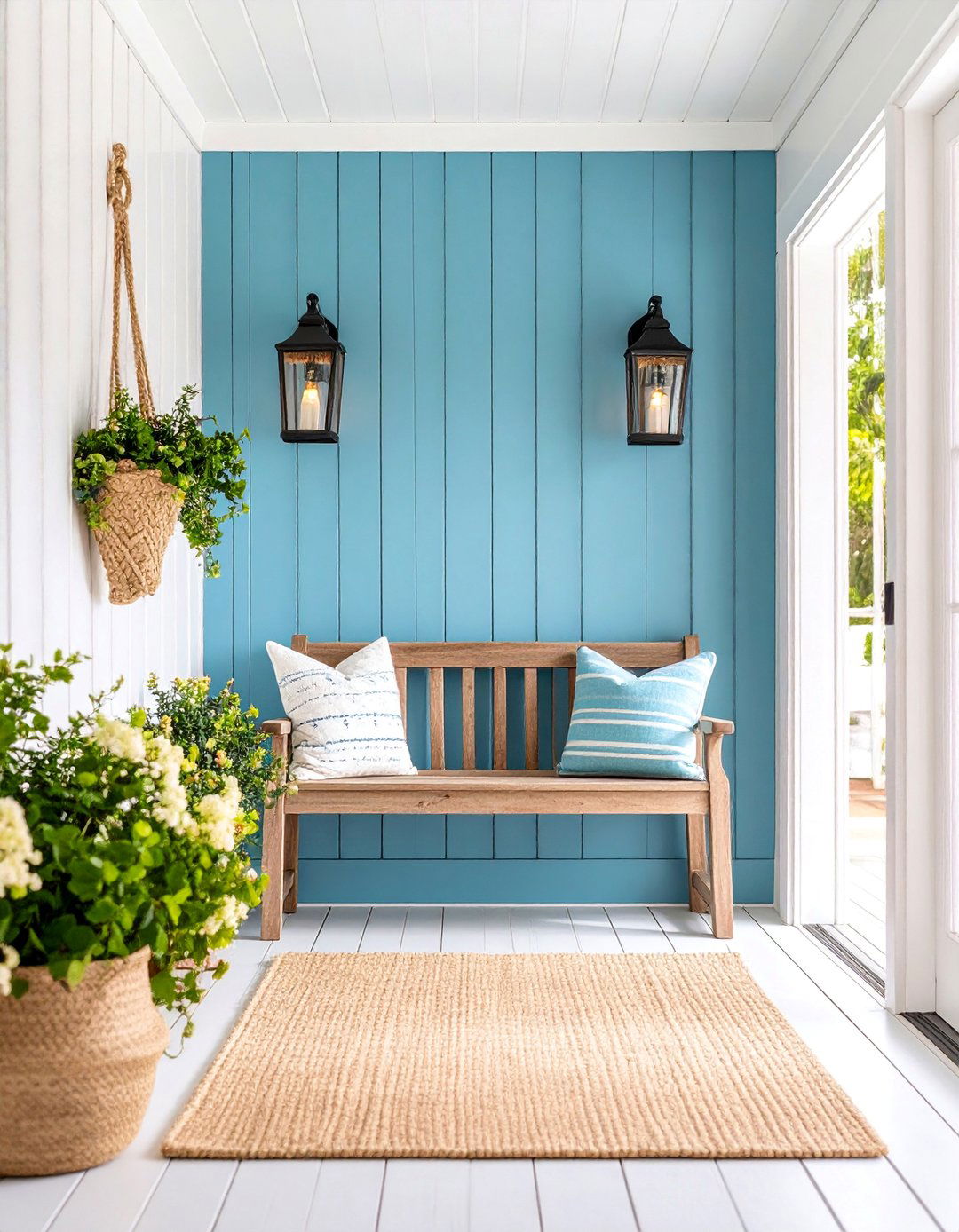 Modern Coastal Wainscoting Entryway with Blue and White Palette - 25 Wainscoting Entryway Ideas