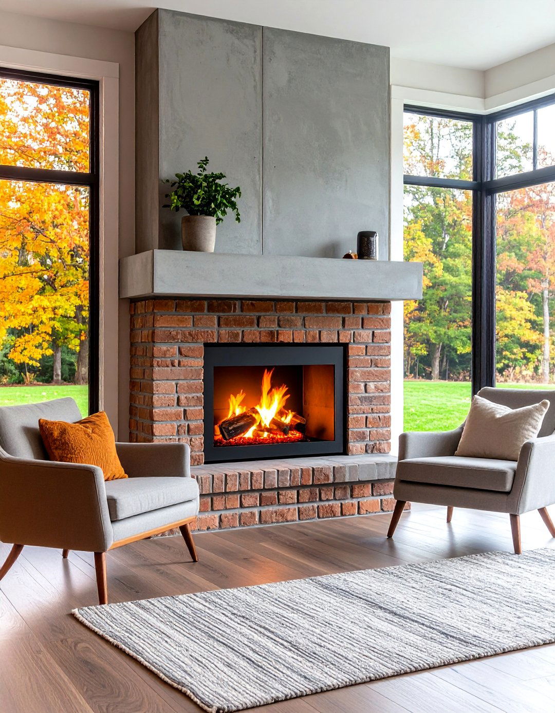 Modern Concrete Mantel Farmhouse Fireplace - 25 Farmhouse Fireplace Ideas