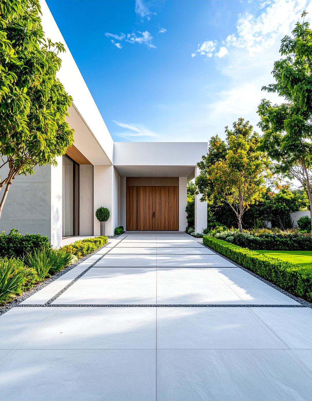 Modern Concrete Slab with Geometric Patterns - 25 driveway entrance ideas