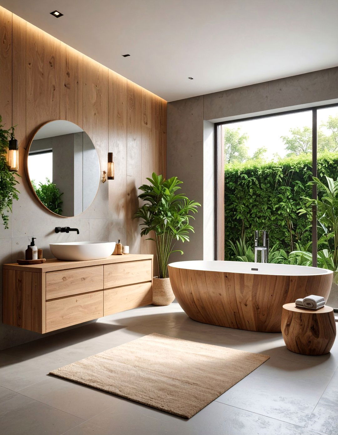 Modern Concrete and Wood Fusion - 25 Masculine Bathroom Ideas