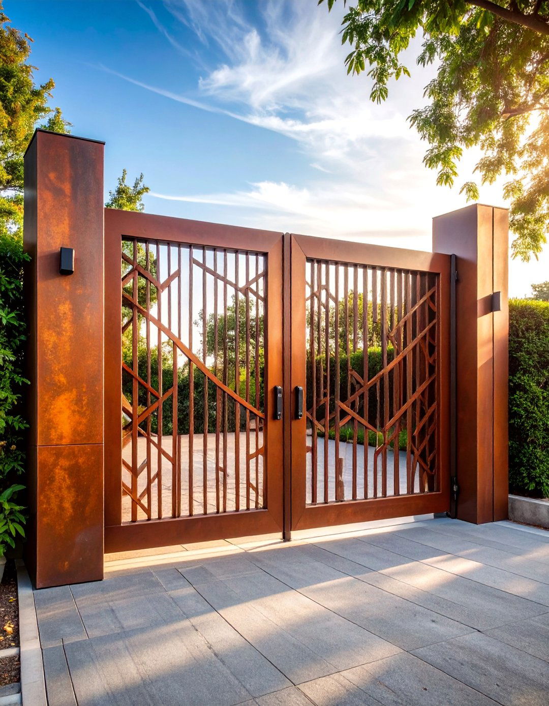Modern Corten Steel Weathering Gate - 25 Front Door Gate Ideas
