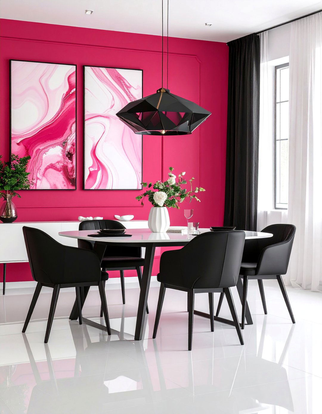 Modern Crimson Feature Wall Design - 25 Red Dining Room Ideas