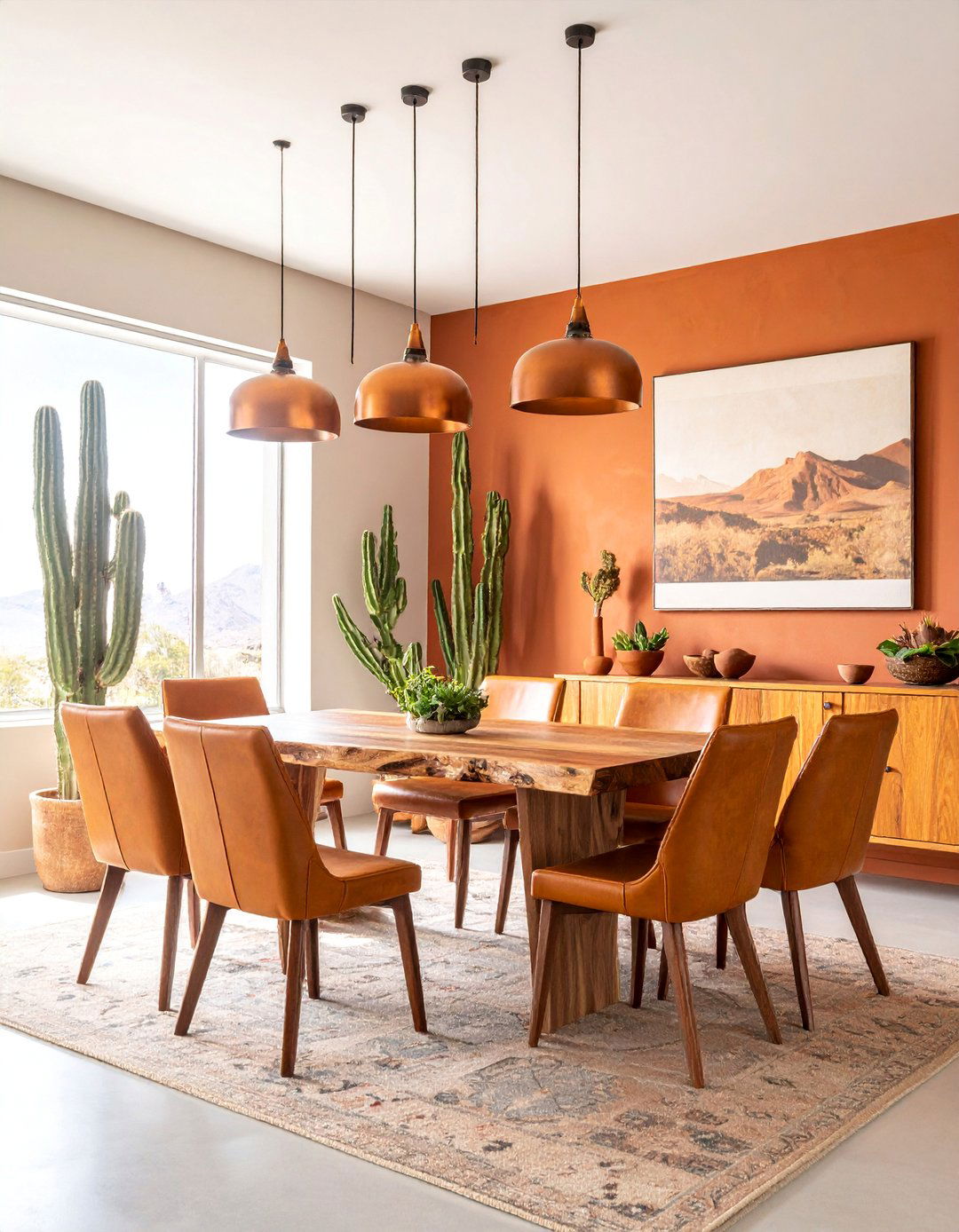 Modern Desert Dining Room with Live Edge Table - 25 Desert Themed Room Ideas