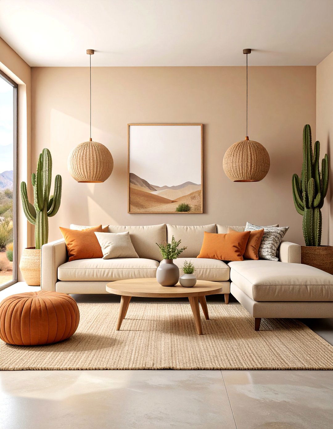 Modern Desert Living Room with Neutral Palette - 25 Desert Themed Room Ideas