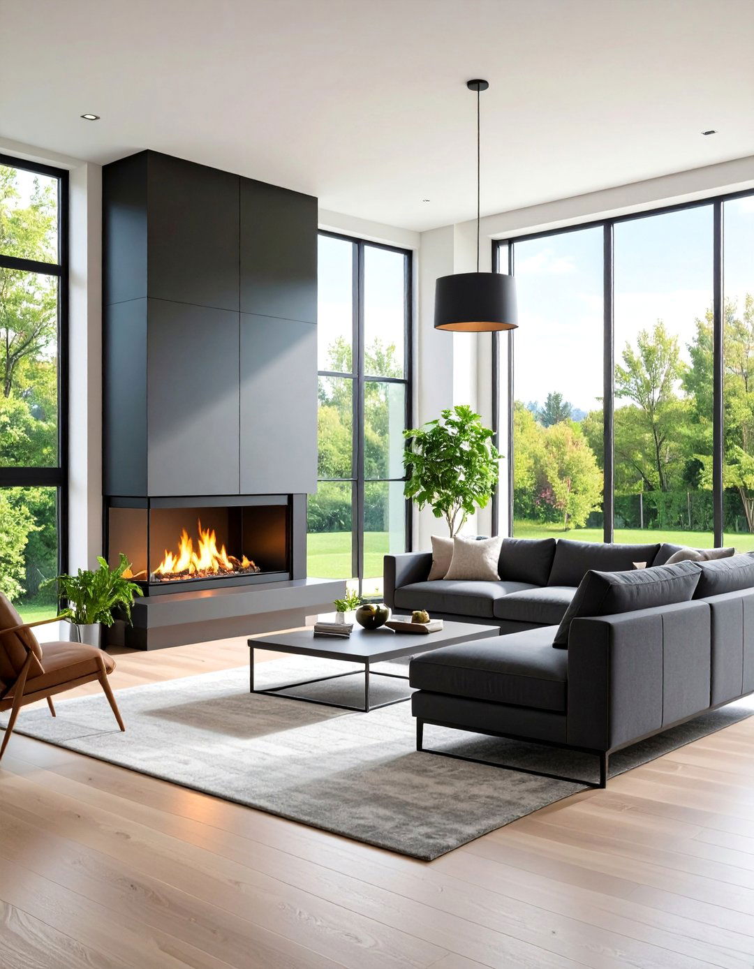 Modern Electric Corner Fireplace with Linear Design - 25 Corner Fireplace Ideas