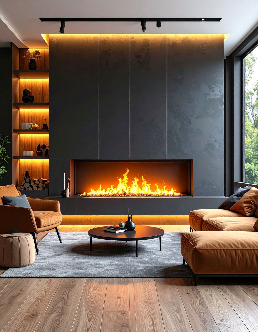 Modern Electric Fireplace Media Wall - 25 Fireplace Accent Wall Ideas