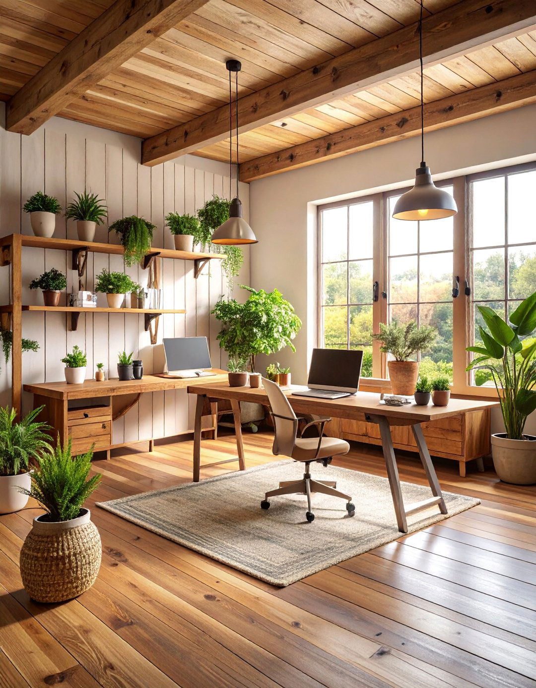 Modern Farmhouse Aesthetic with Rustic Charm - 25 Home Office Background Ideas