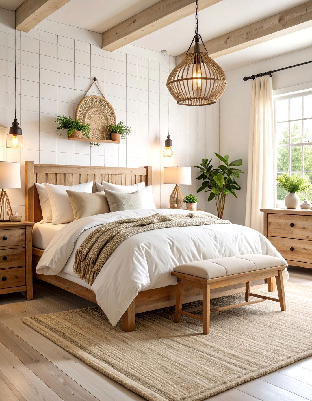 Modern Farmhouse Bedroom with Neutral Tones - 25 Rustic Decor Ideas