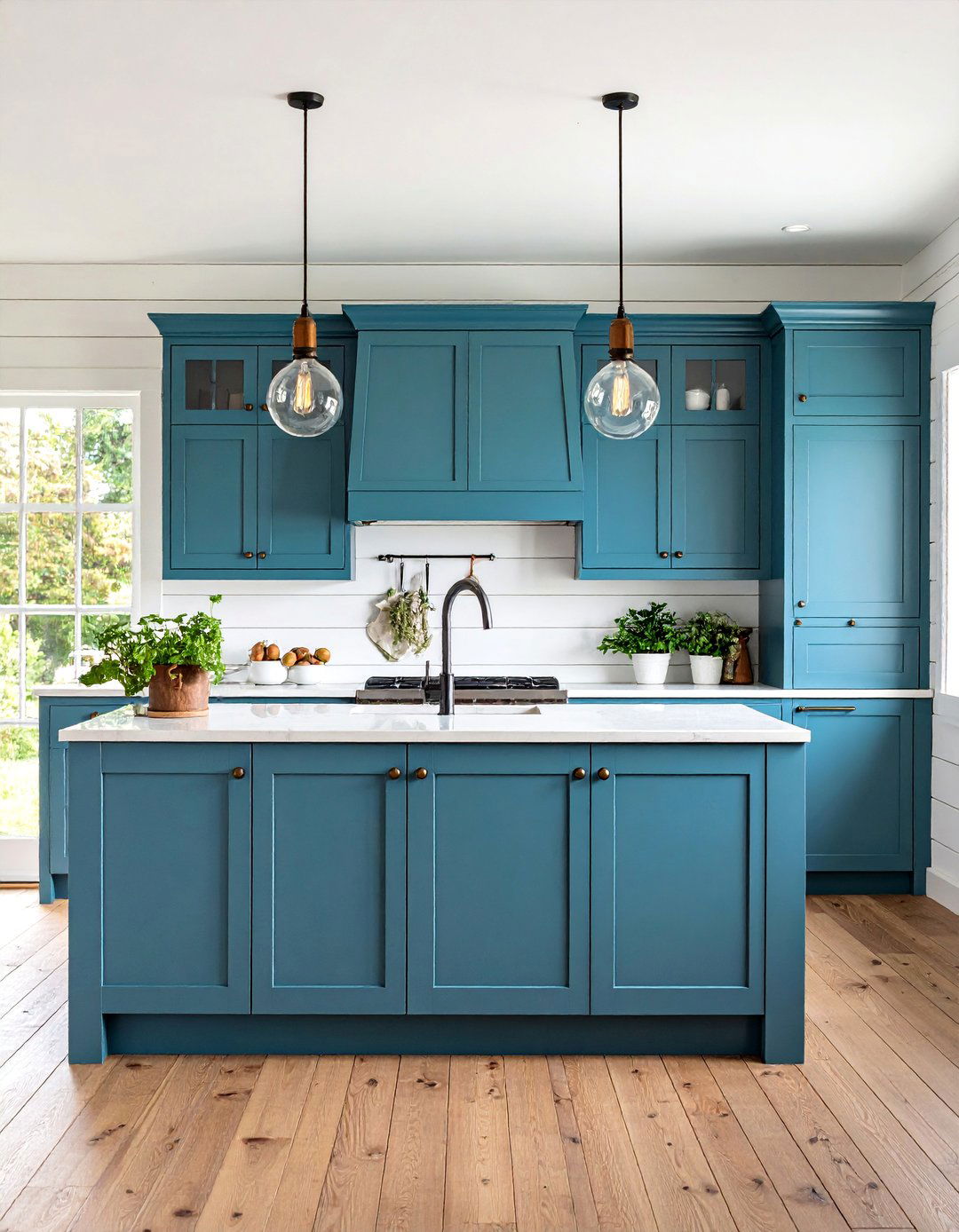 Modern Farmhouse Black Cabinets with Shiplap Walls - 25 Black Kitchen Cabinet Ideas