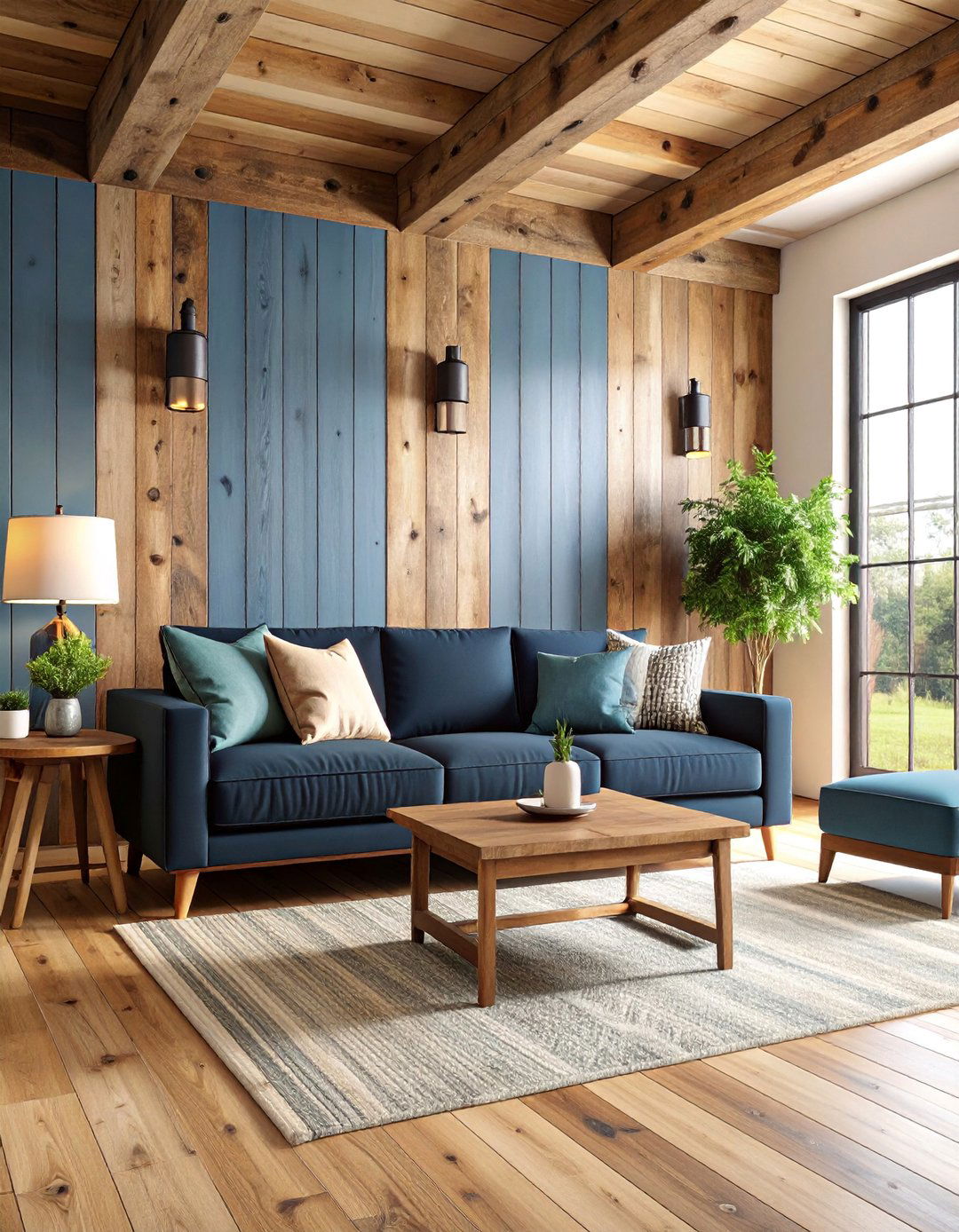Modern Farmhouse Black Sofa with Shiplap Accent - 25 Living Room Ideas With Black Couches