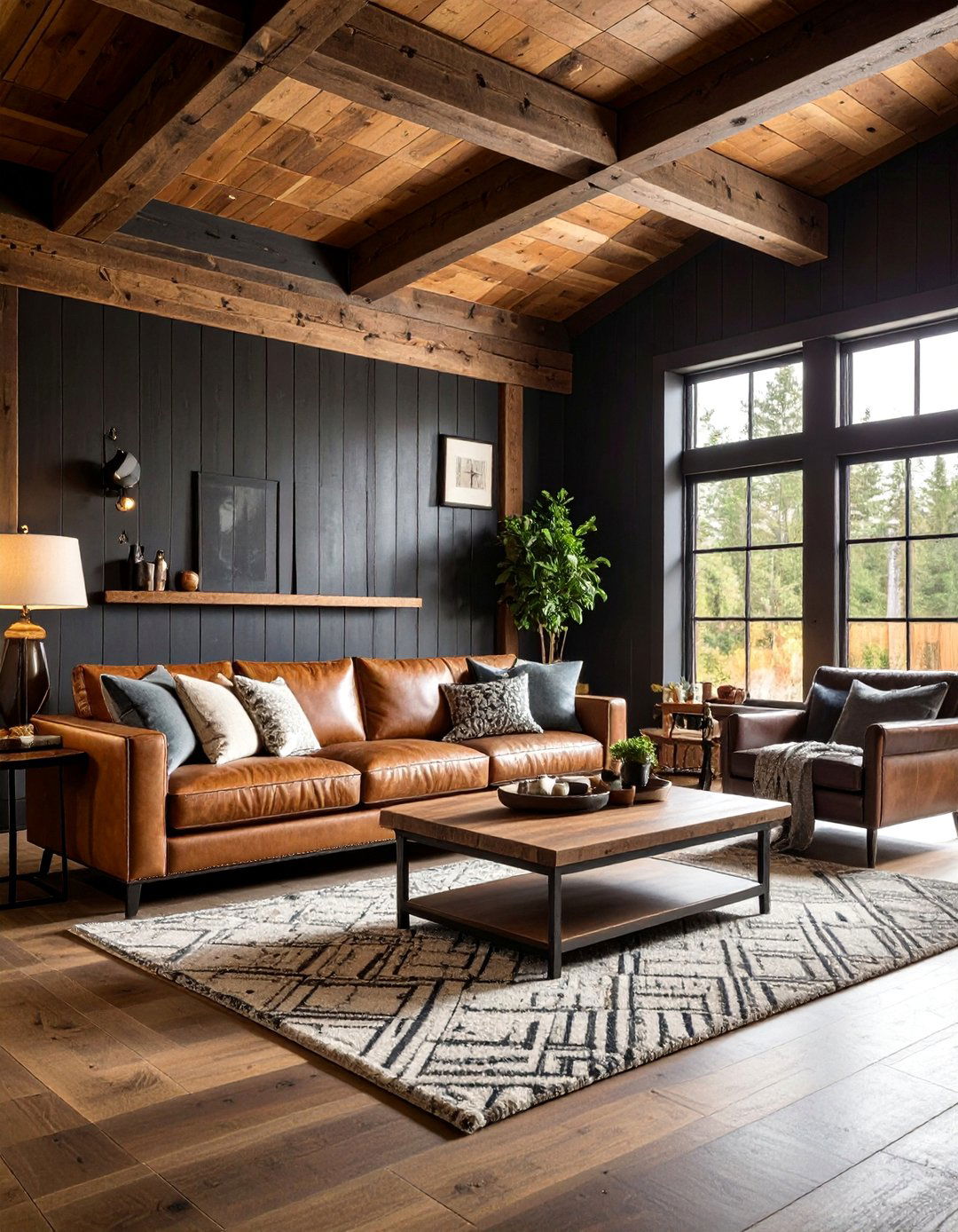 Modern Farmhouse Black and Brown Living Room - 25 Black and Brown Living Room Ideas