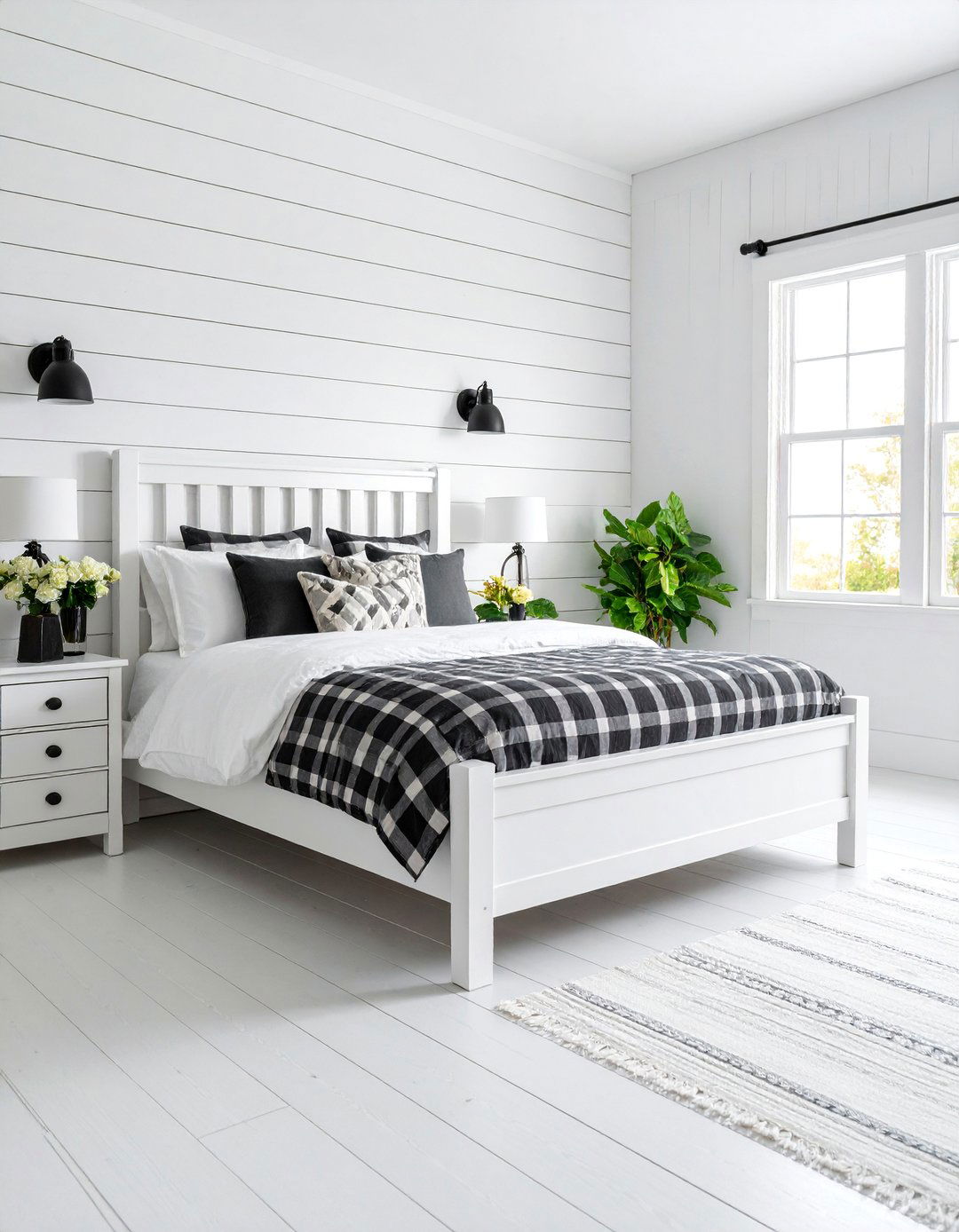 Modern Farmhouse Black and White Bedroom - 25 Black and White Bedroom Ideas