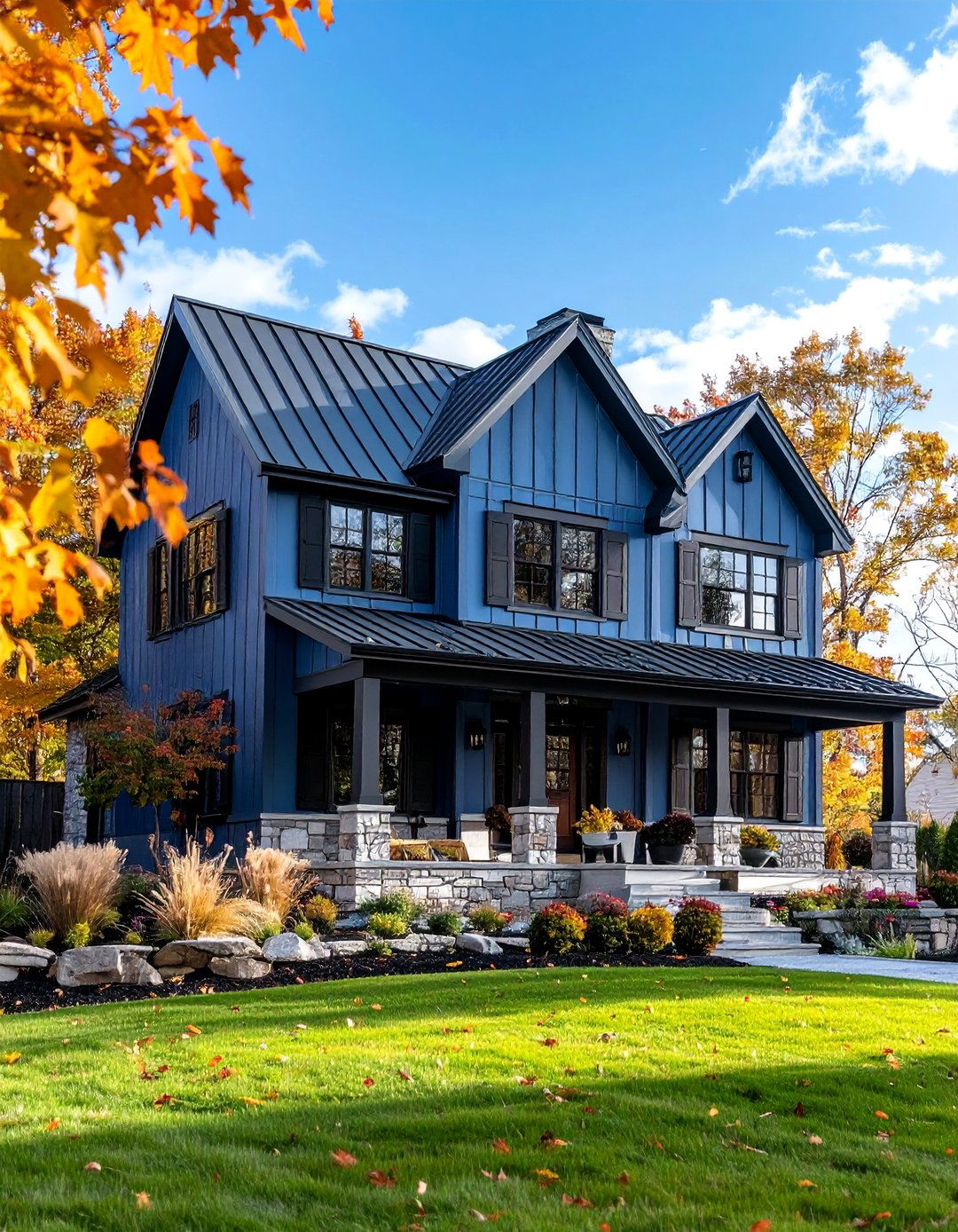 Modern Farmhouse Board and Batten with Dark Accents - 25 Exterior House Siding Ideas