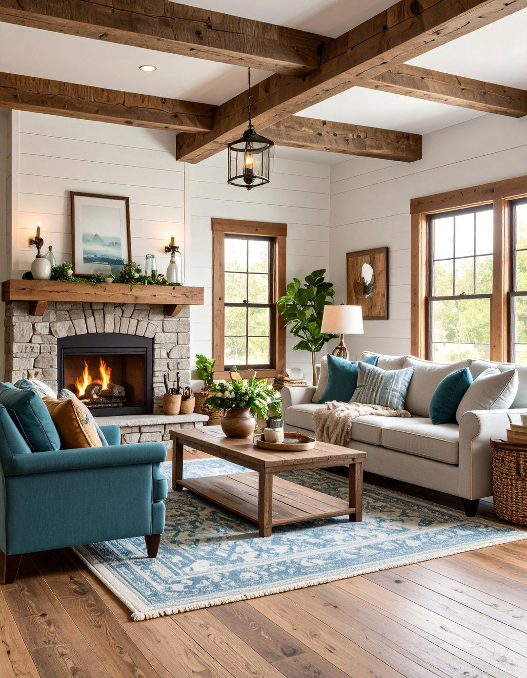 Modern Farmhouse Cabin Living Room - 25 Cabin Living Room Ideas