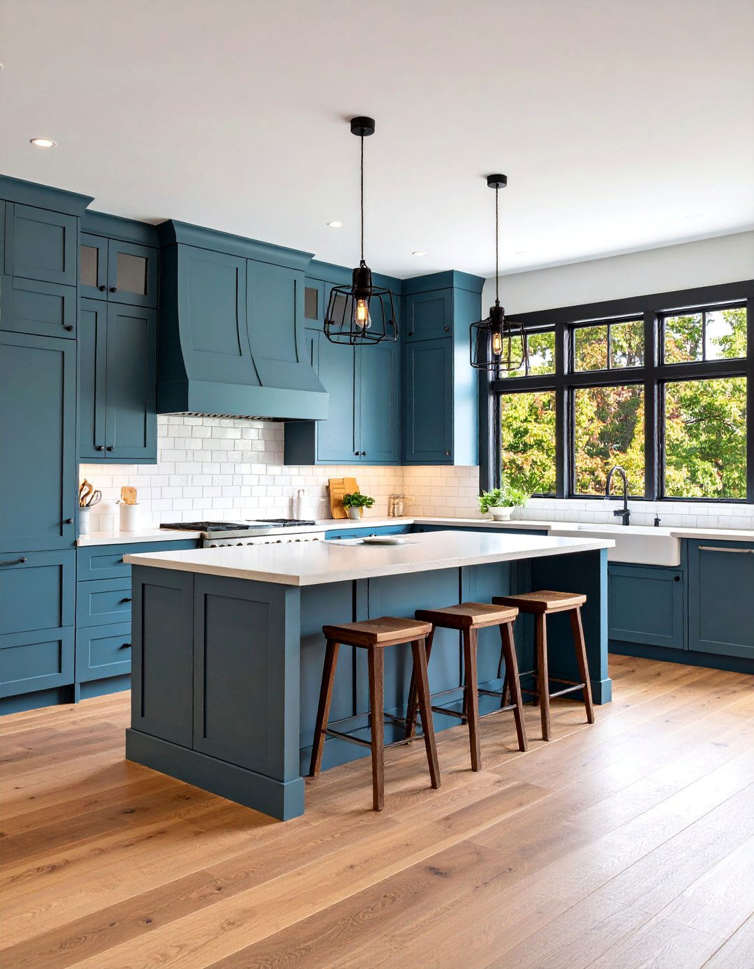 Modern Farmhouse Gray with Black Window Trim - 25 Gray and Black Kitchen Ideas
