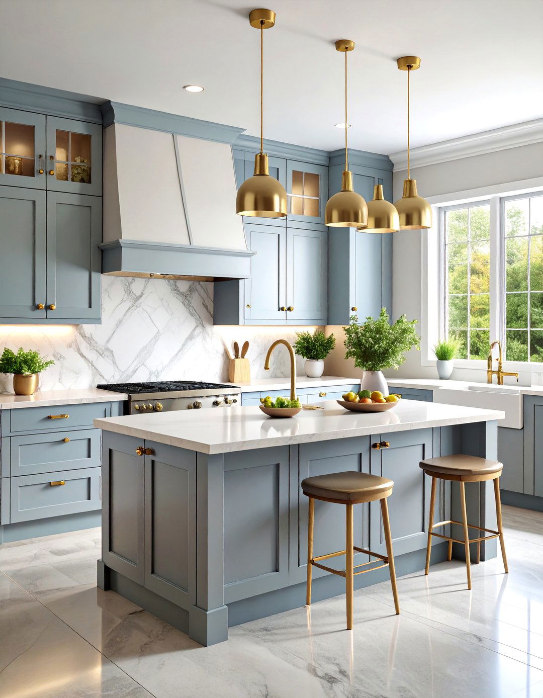 Modern Farmhouse Kitchen with Grey Shaker Cabinets - 25 Grey and White House Interior Design Ideas