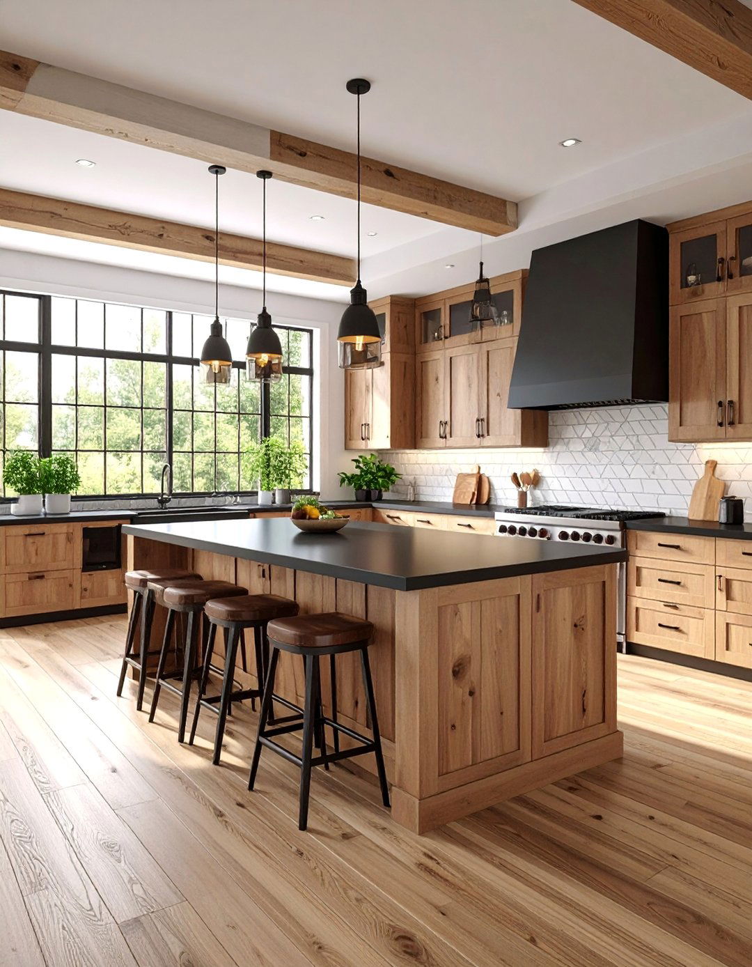 Modern Farmhouse Kitchen with Shiplap Walls - 25 Black and Brown Interior Design Ideas