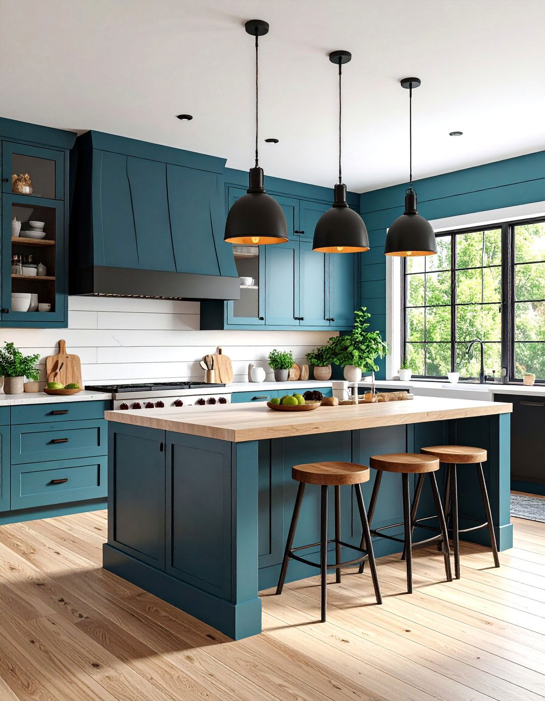 Modern Farmhouse Kitchen with Shiplap and Black Accents - 25 Kitchen Layout Ideas