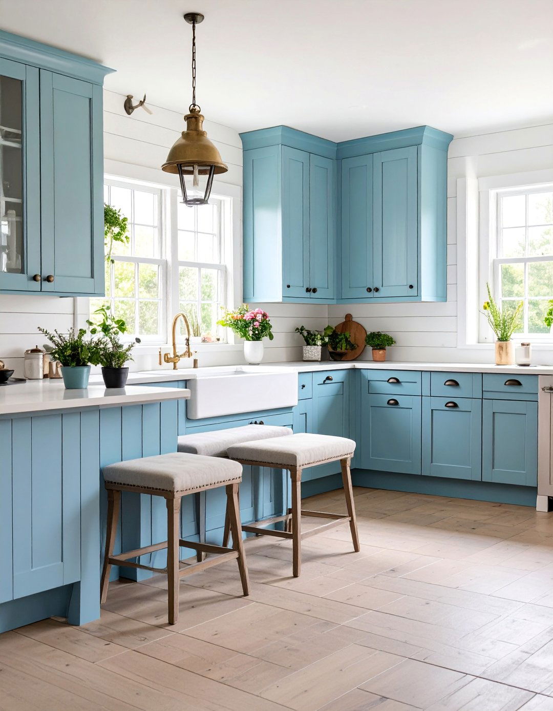 Modern Farmhouse Kitchen with Shiplap and Mixed Metals - 25 Eat in Kitchen Ideas