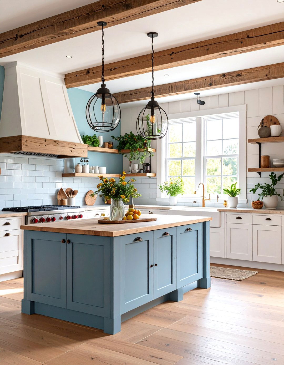 Modern Farmhouse Kitchen with White Oak and Shiplap - 25 Kitchens With White Oak Cabinets