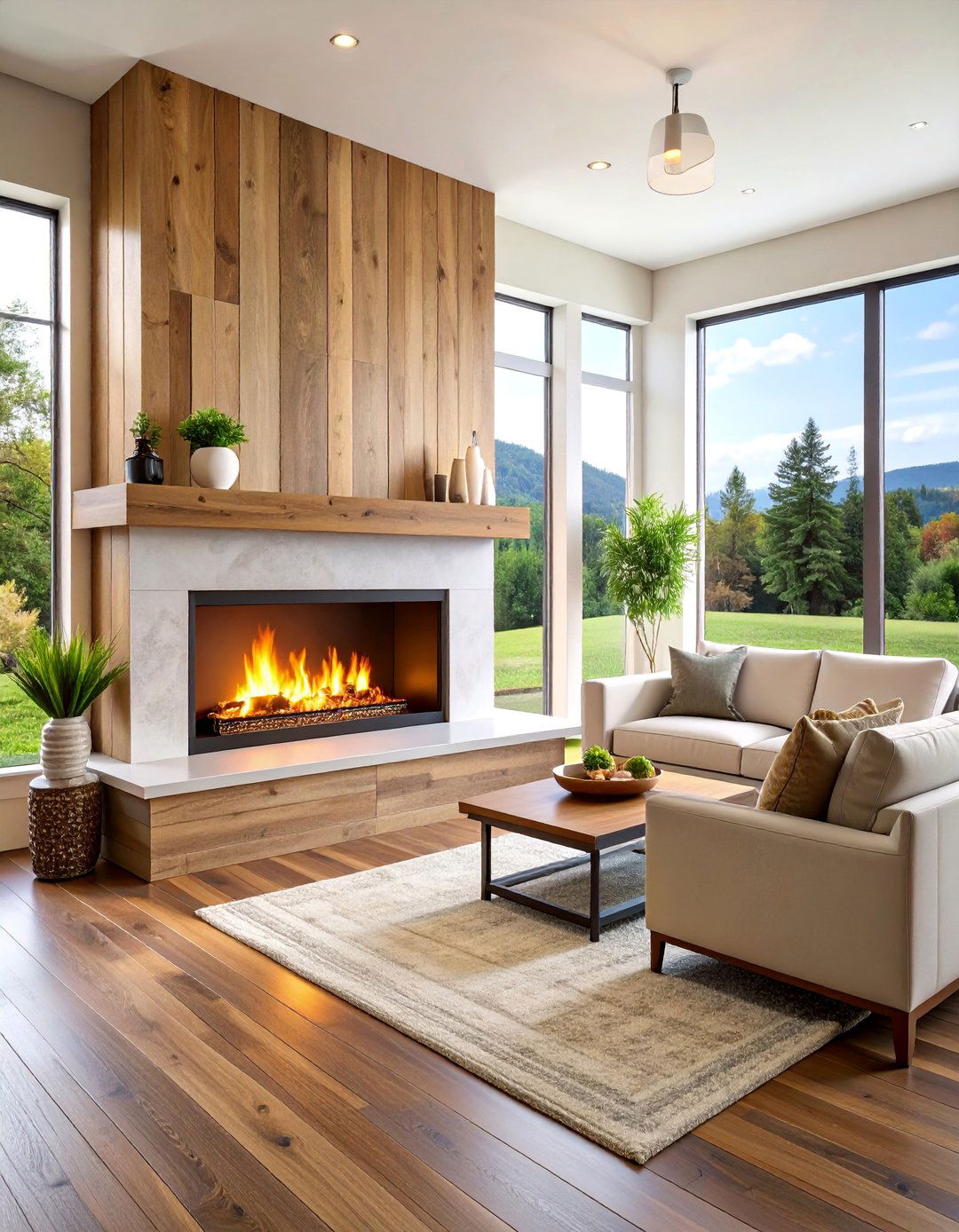 Modern Farmhouse Linear Gas Fireplace - 25 Farmhouse Fireplace Ideas