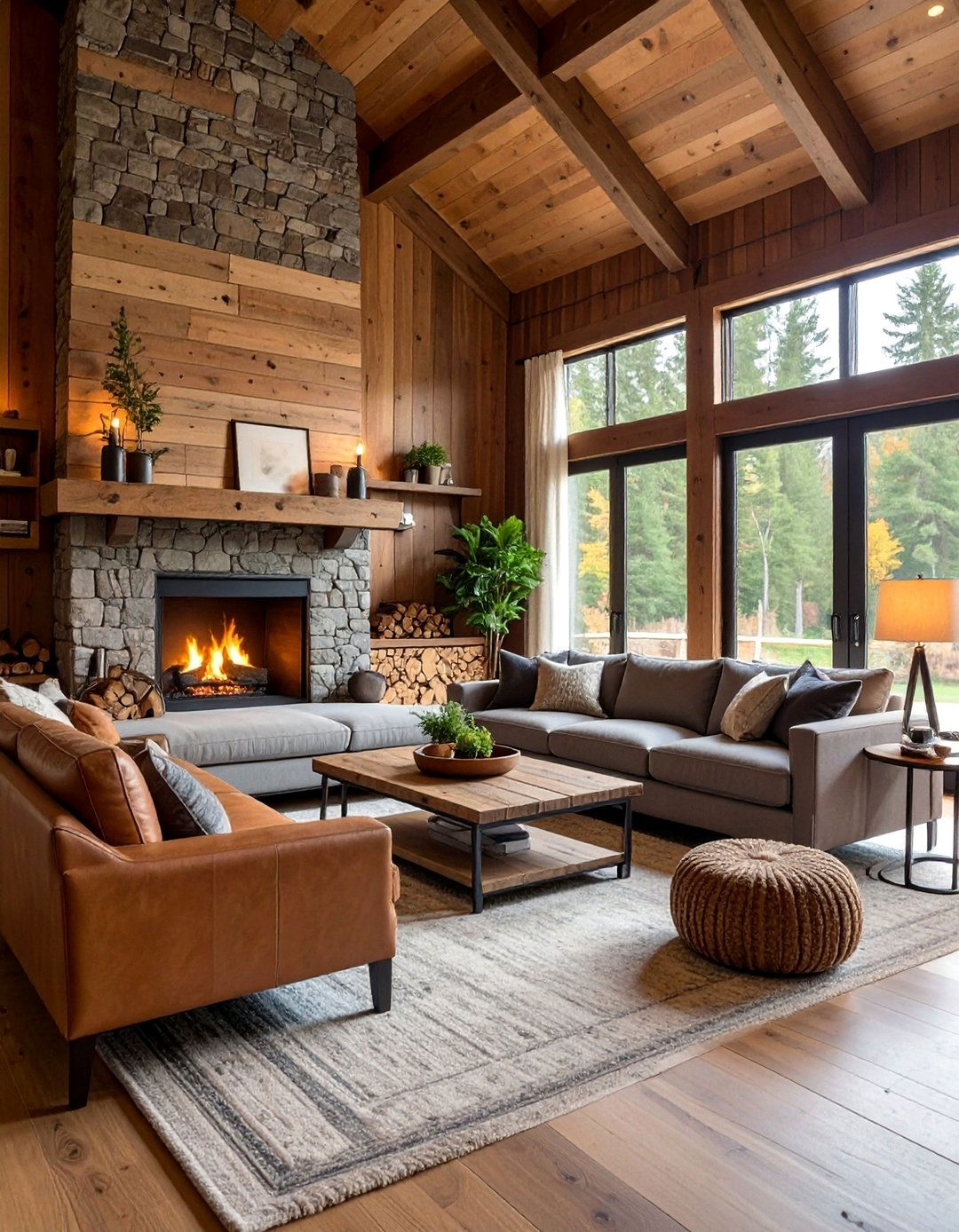 Modern Farmhouse Living Room with Shiplap Feature Wall - 25 Aesthetic Living Room Ideas