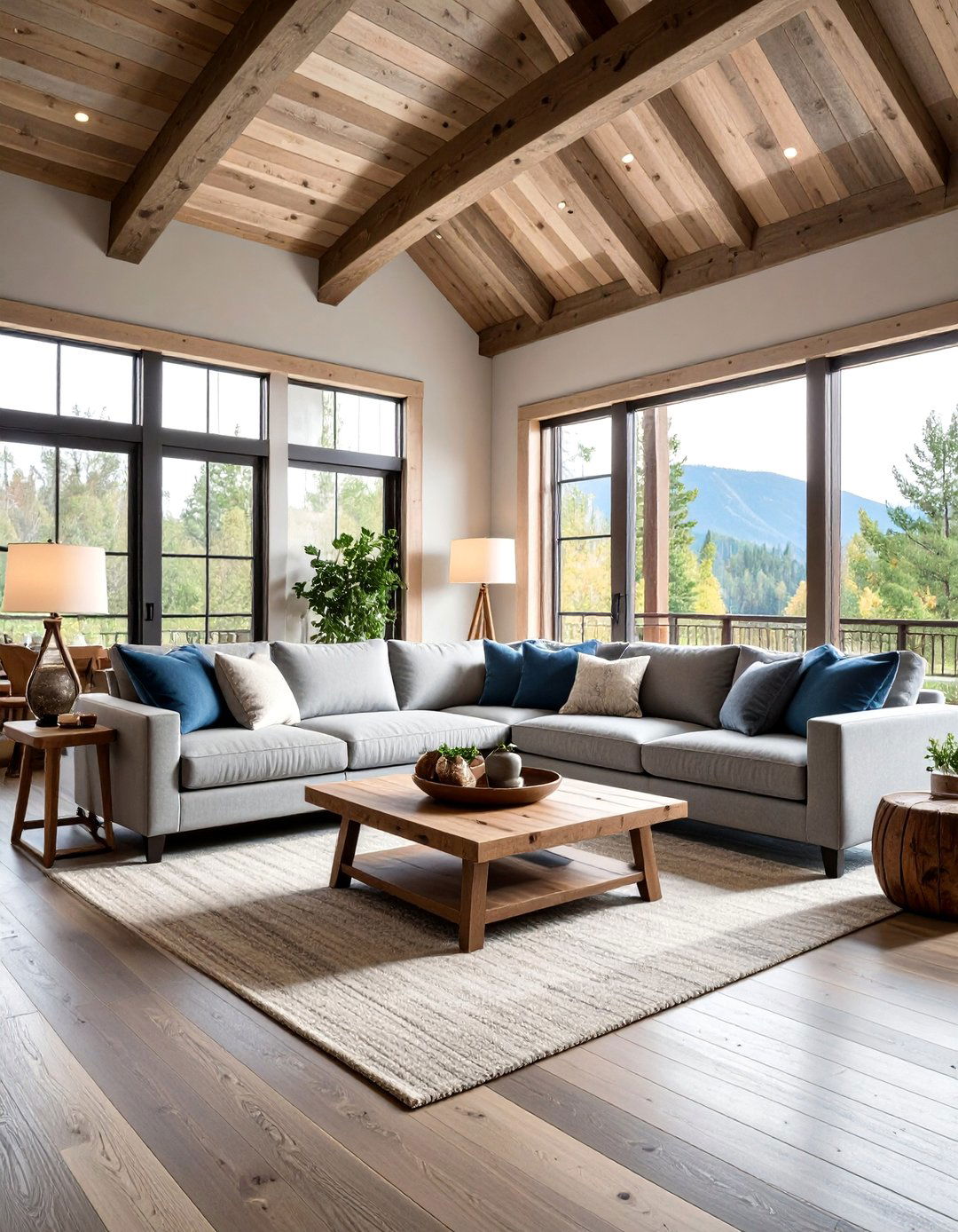 Modern Farmhouse Living Room with Weathered Gray Planks - 25 Barnwood Accent Wall Ideas